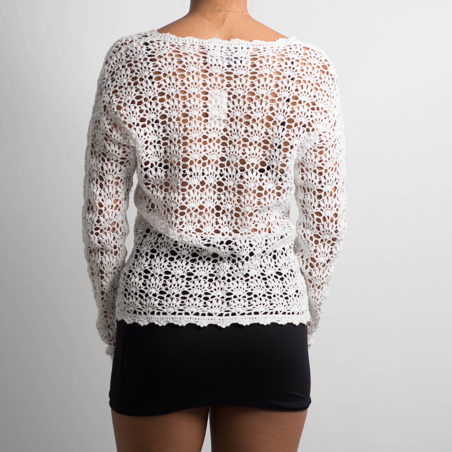 WHITE CROCHET CARDIGAN