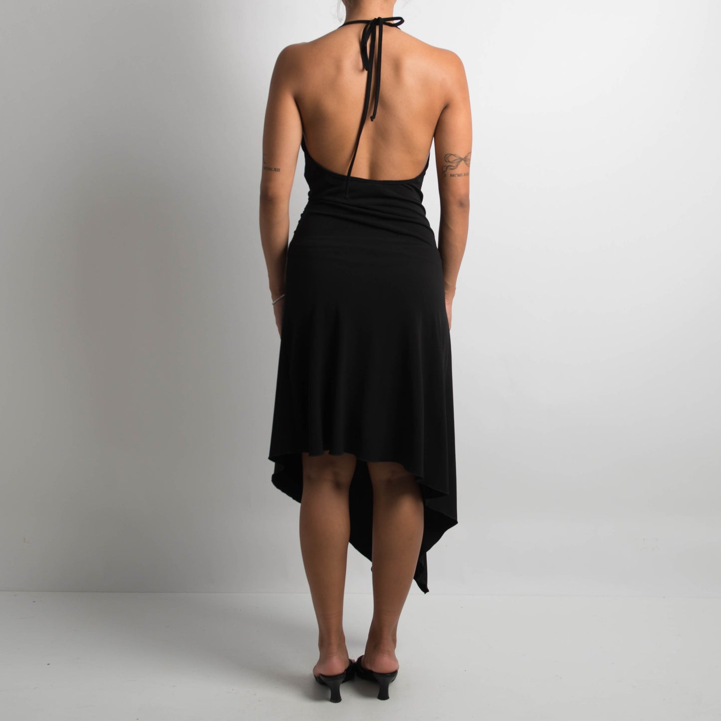 BLACK ASYMMETRIC EVENING DRESS