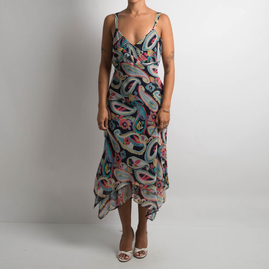 PATTERNED CHIFFON MIDI DRESS