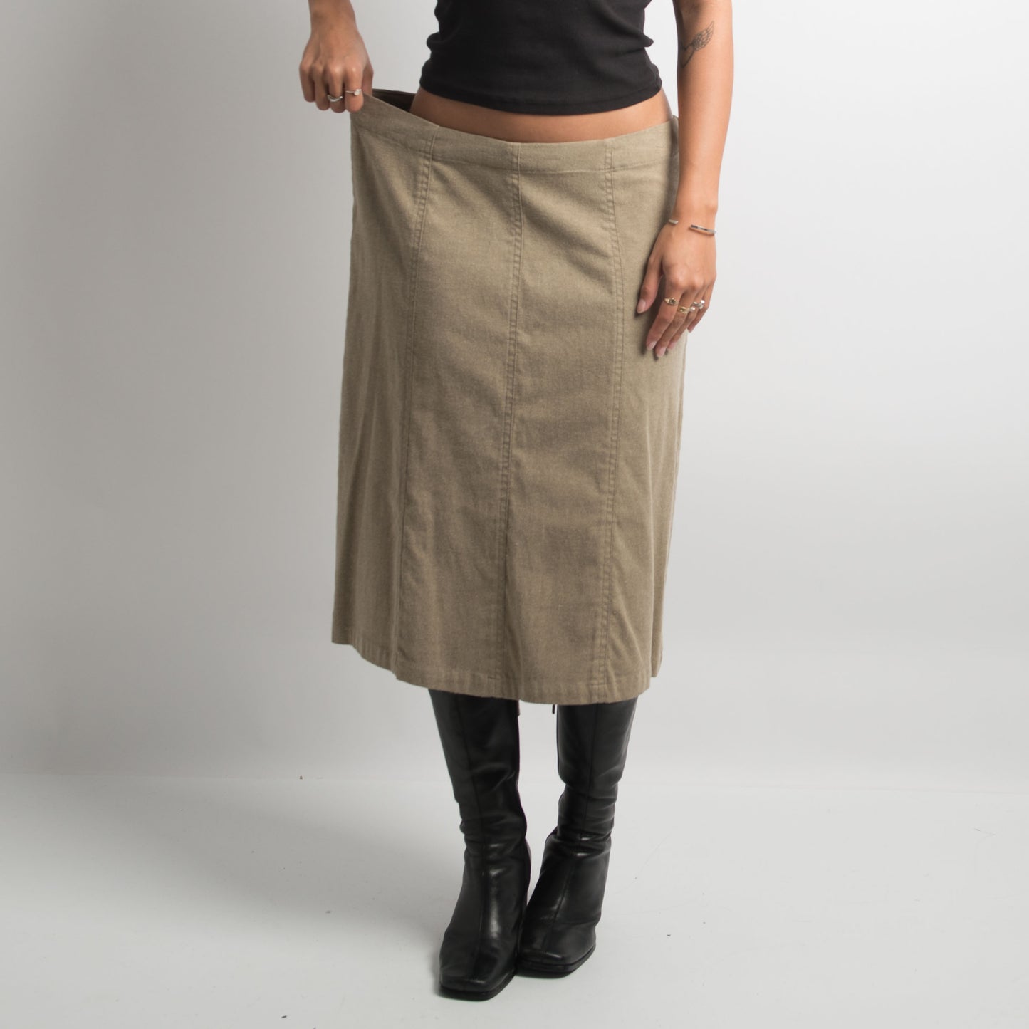 PALE BROWN MIDI SKIRT