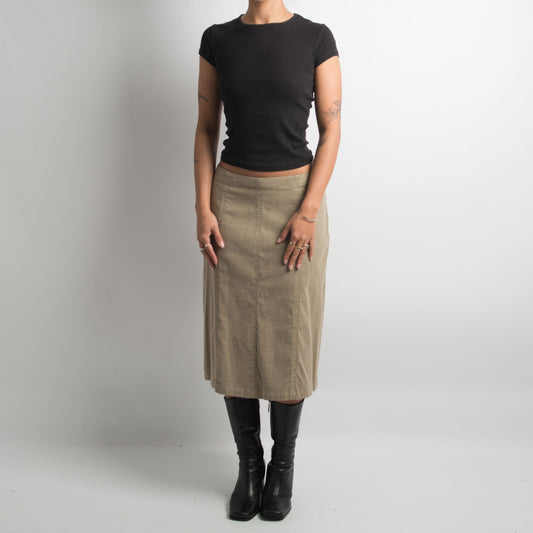 PALE BROWN MIDI SKIRT