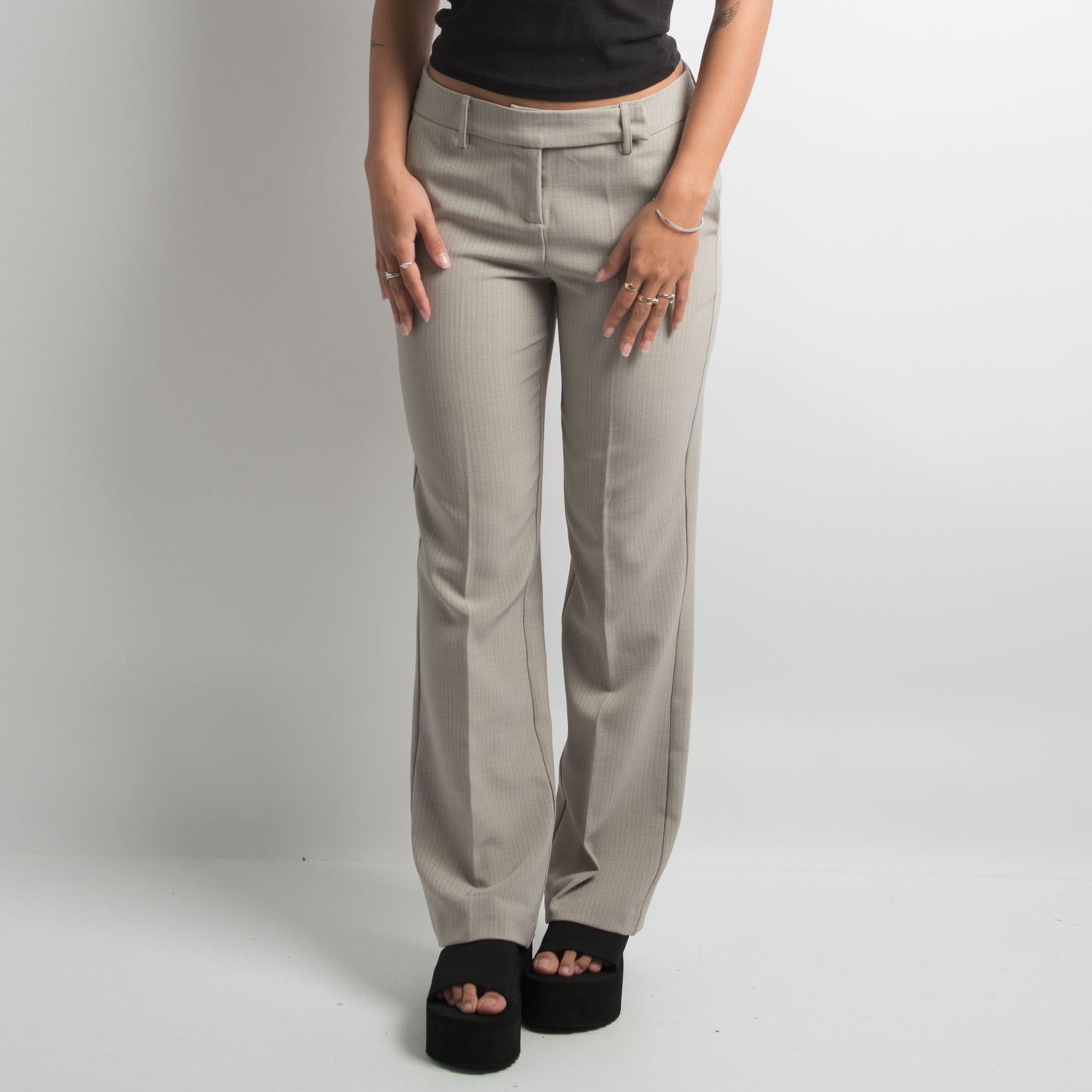 GREY PINSTRIPE TROUSERS