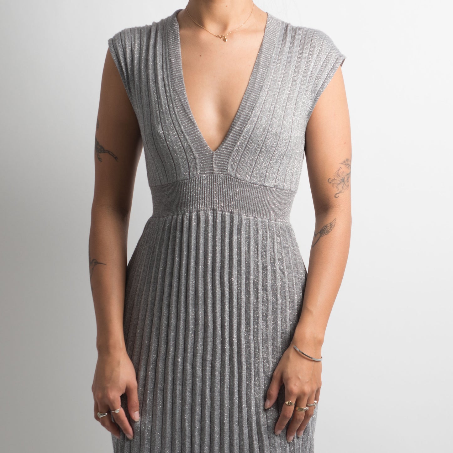 RIBBED SILVER DRESS