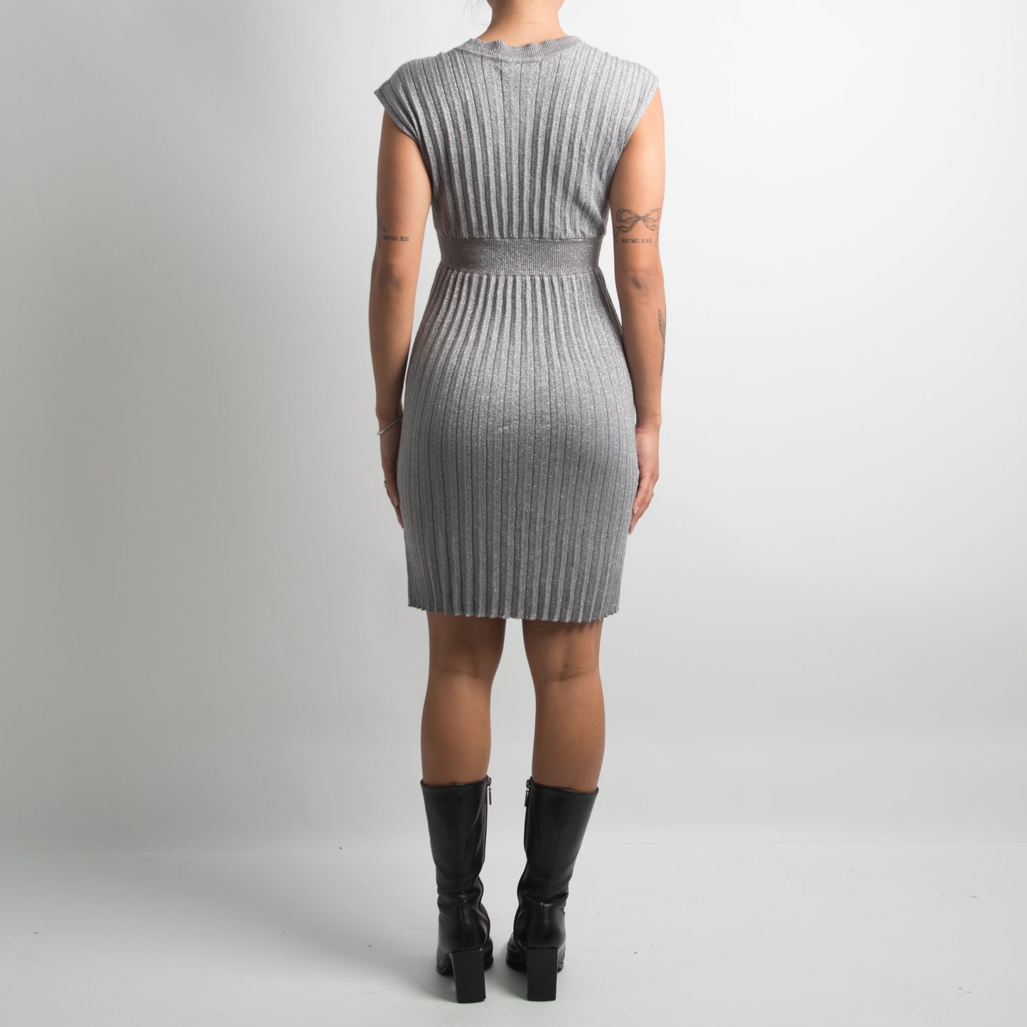 RIBBED SILVER DRESS