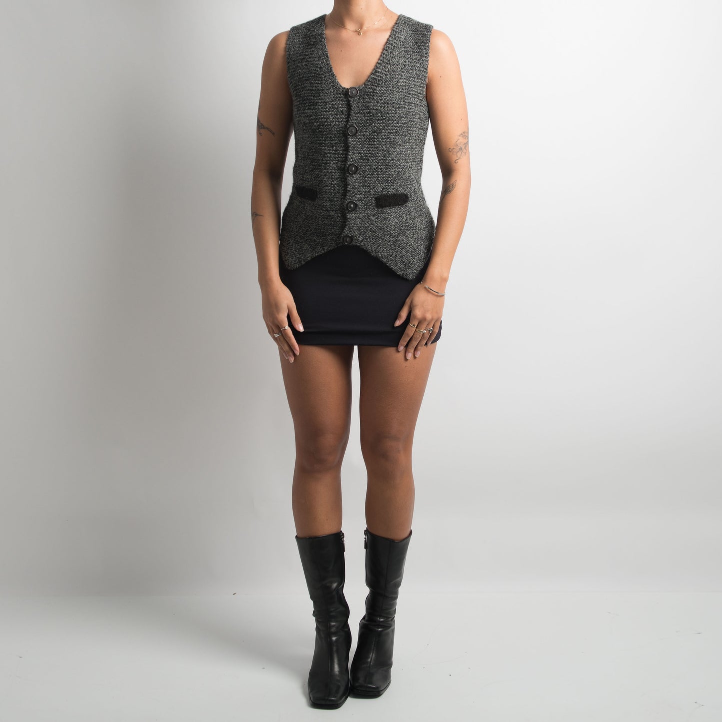 GREY MARLE KNIT VEST