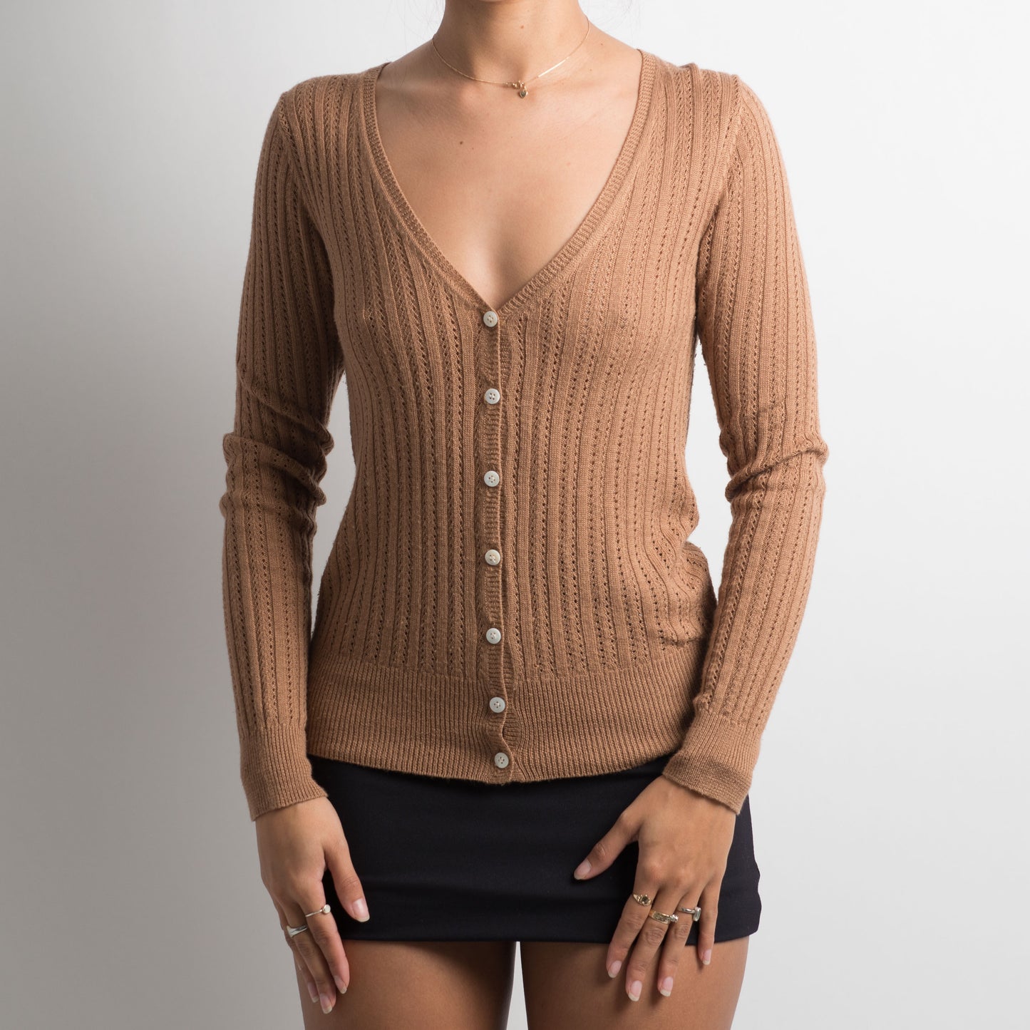 CARDIGAN TRANSPARENT MARRON