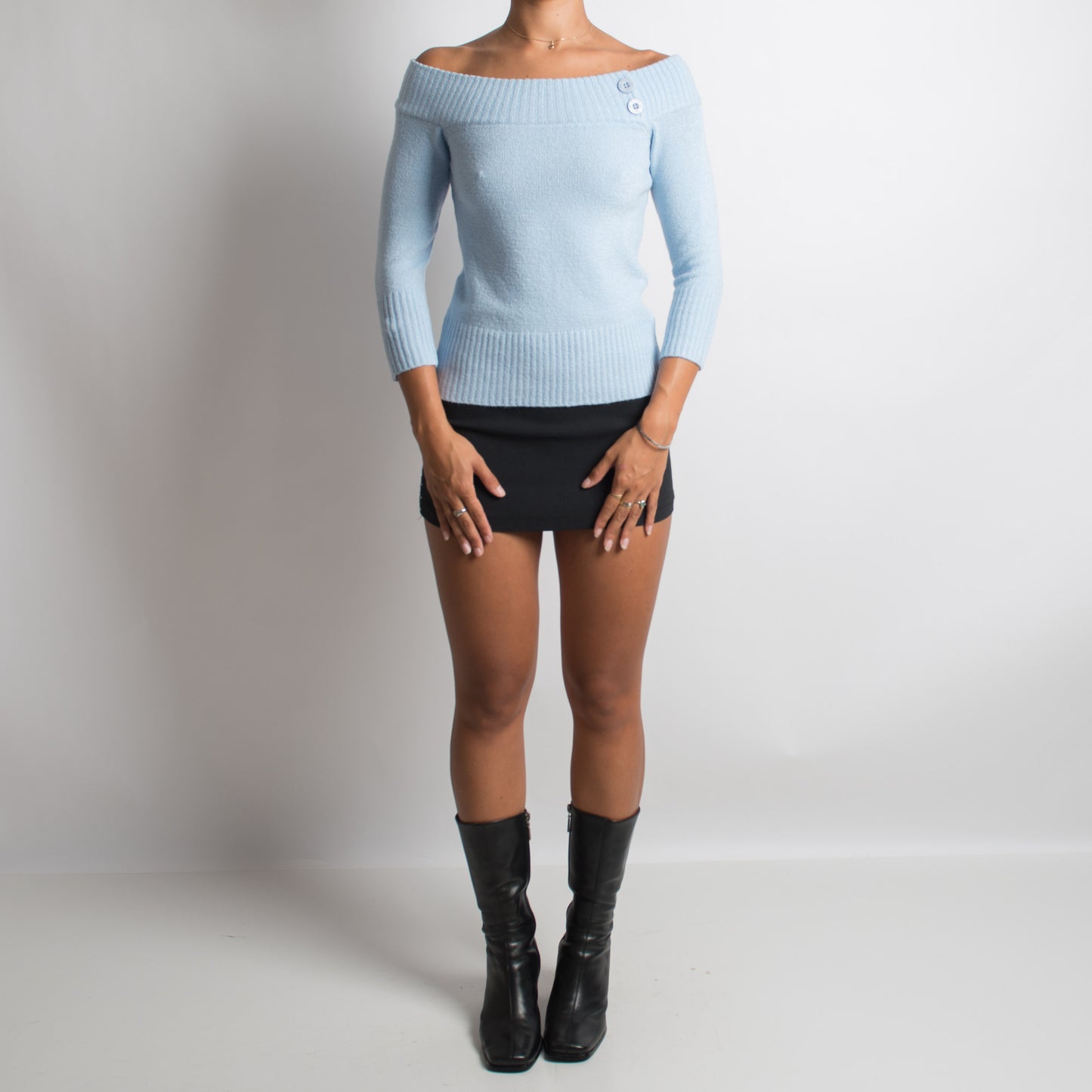 BABY BLUE 3/4 SLEEVE KNIT