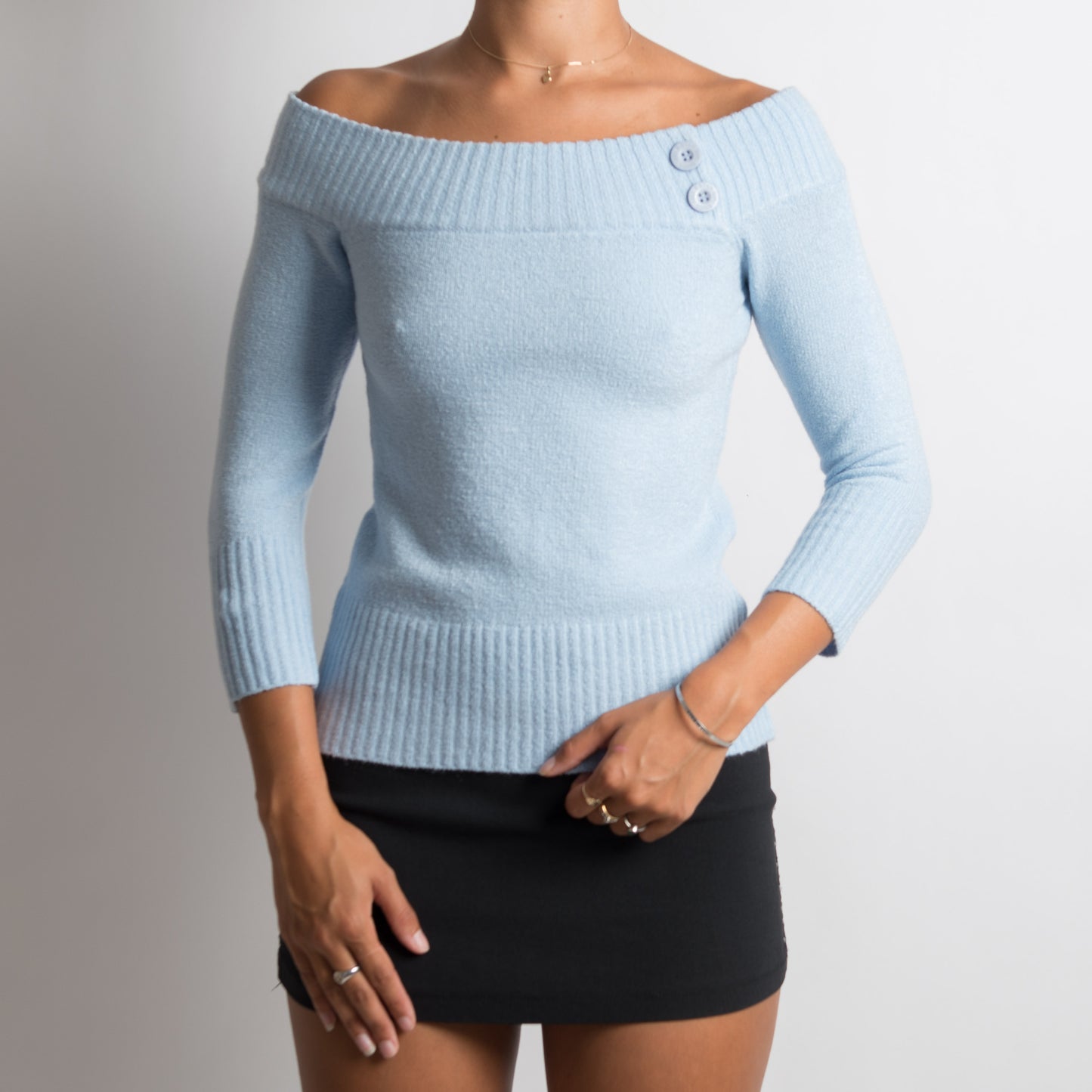 BABY BLUE 3/4 SLEEVE KNIT