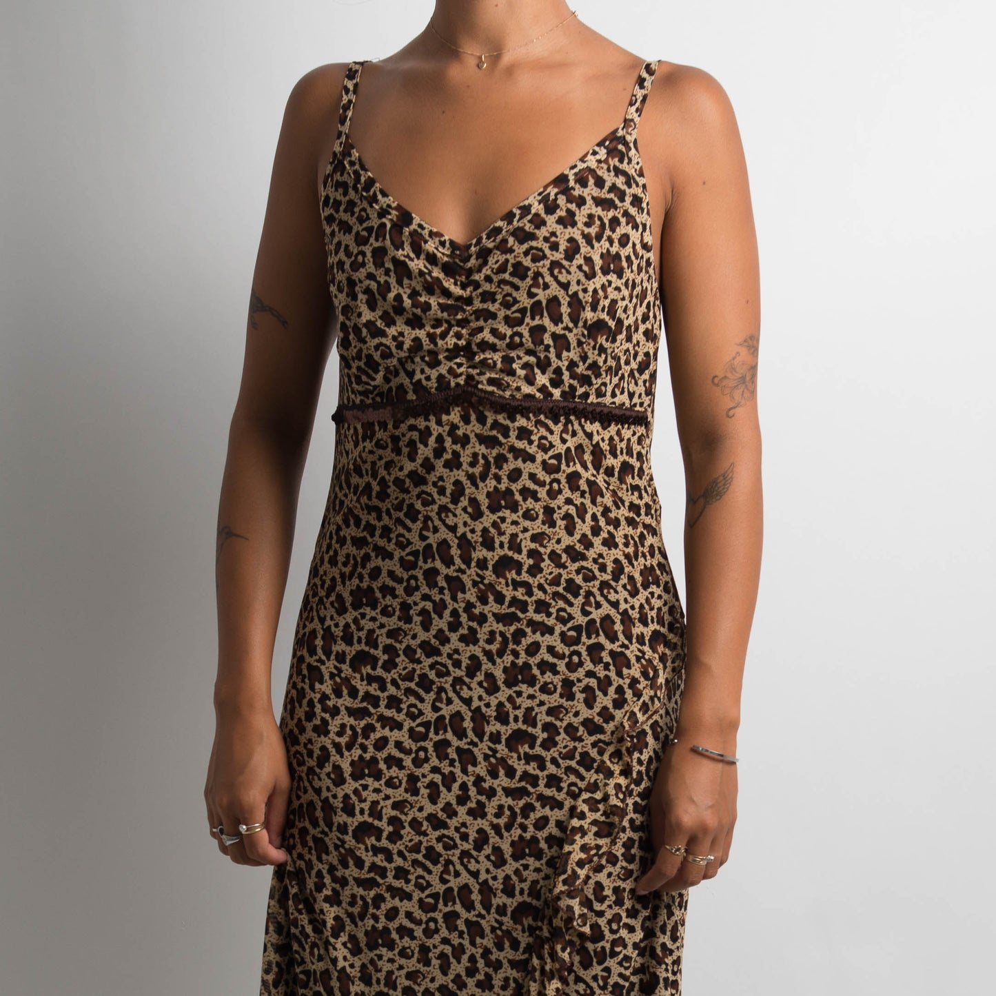 ANIMAL PRINT MESH EVENING DRESS