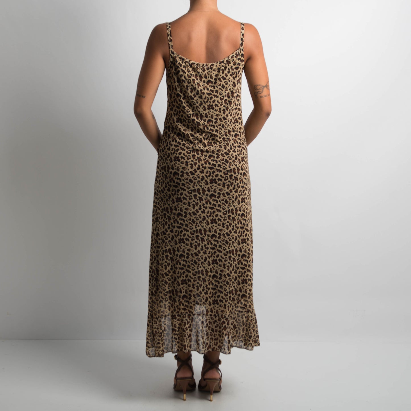 ANIMAL PRINT MESH EVENING DRESS