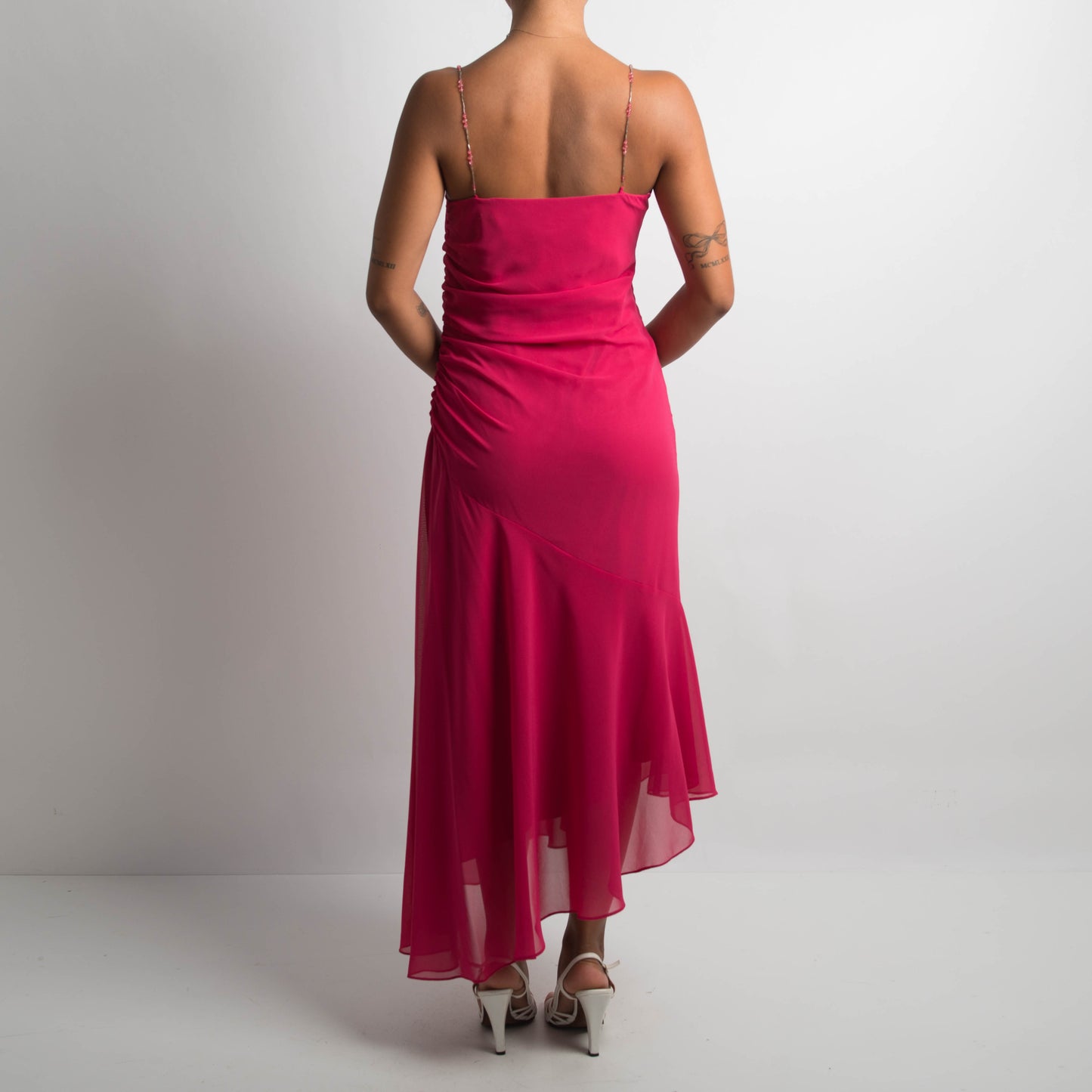 PINK ASYMMETRIC EVENING DRESS