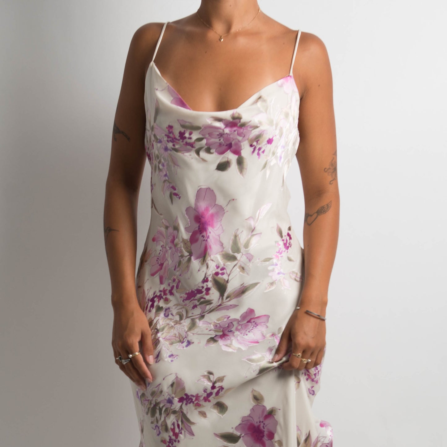 SILK FLORAL EVENING DRESS