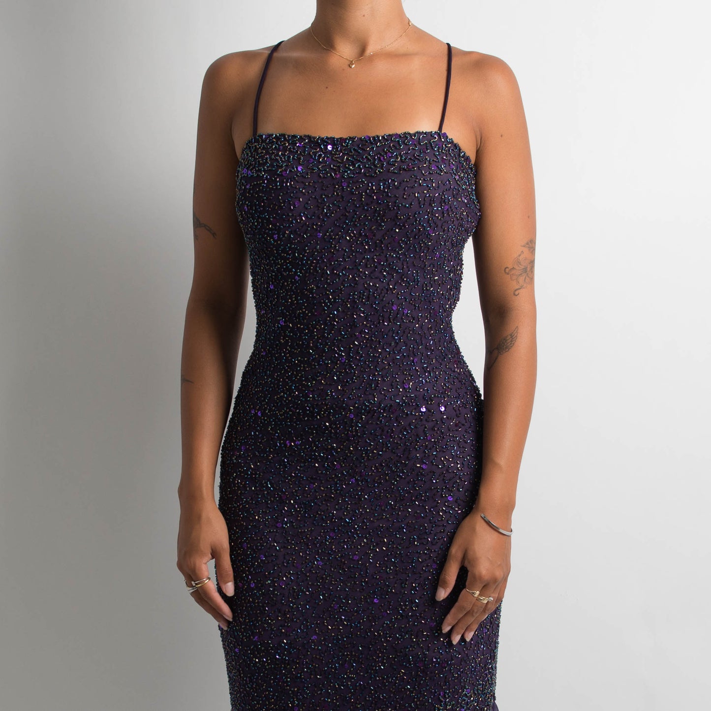 PURPLE BEADED SILK DRESS