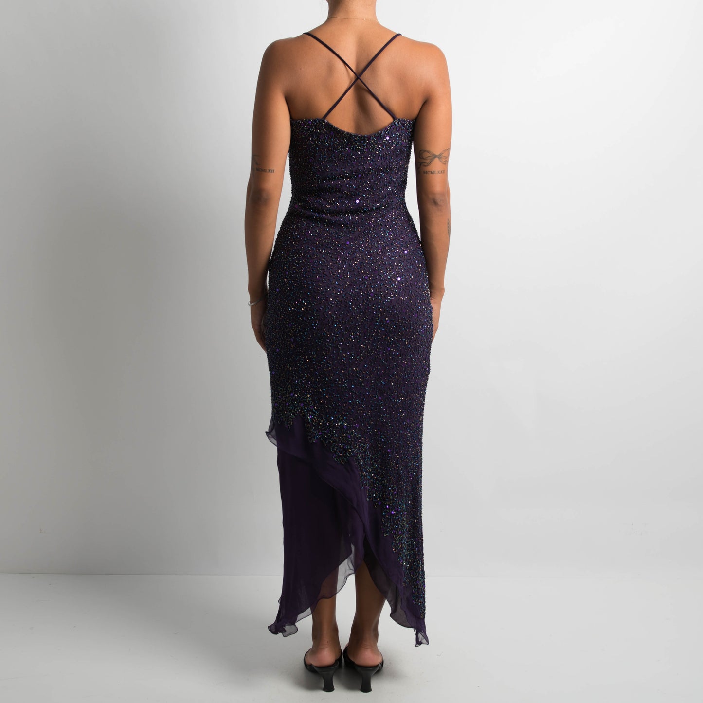 PURPLE BEADED SILK DRESS