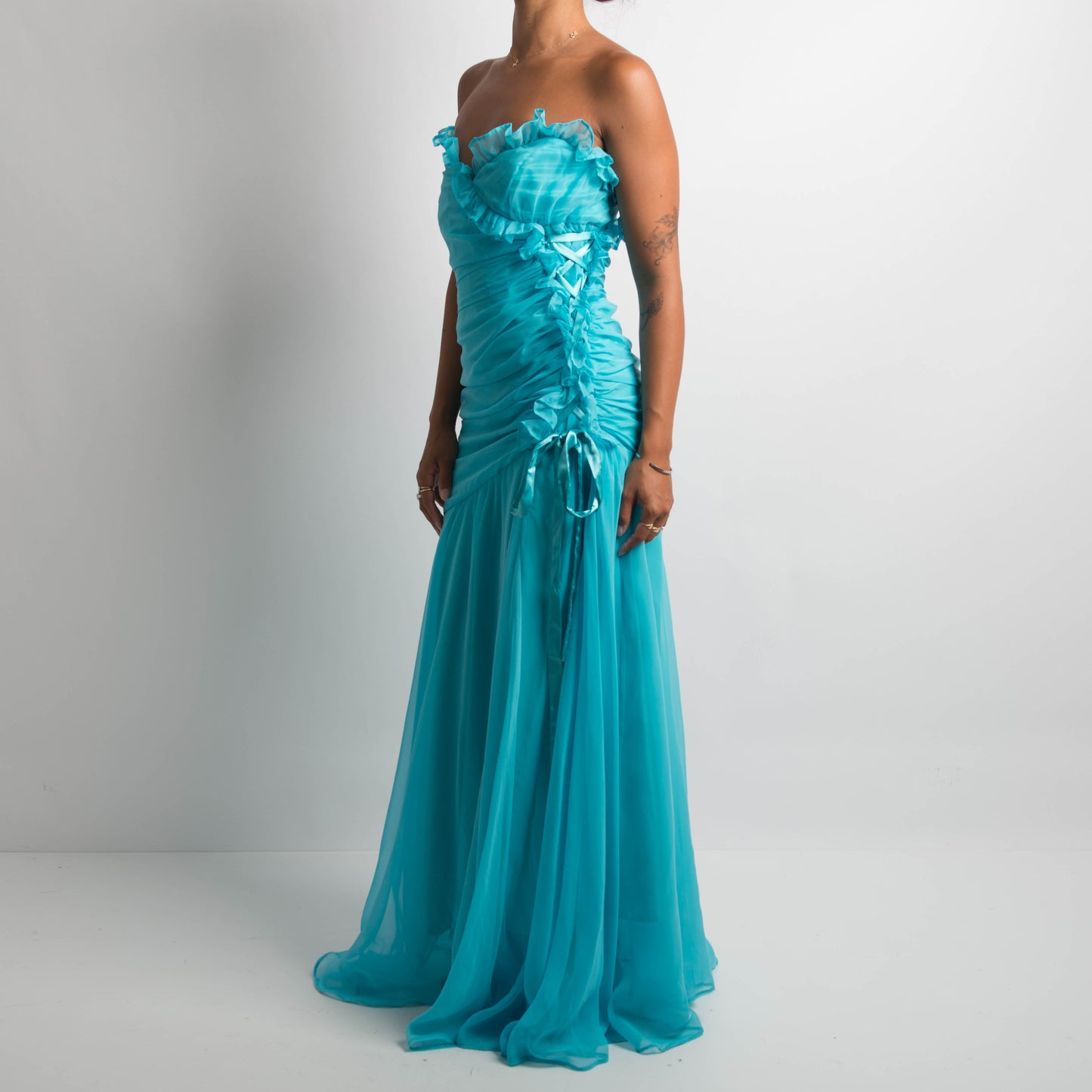 BLUE STRAPLESS GOWN