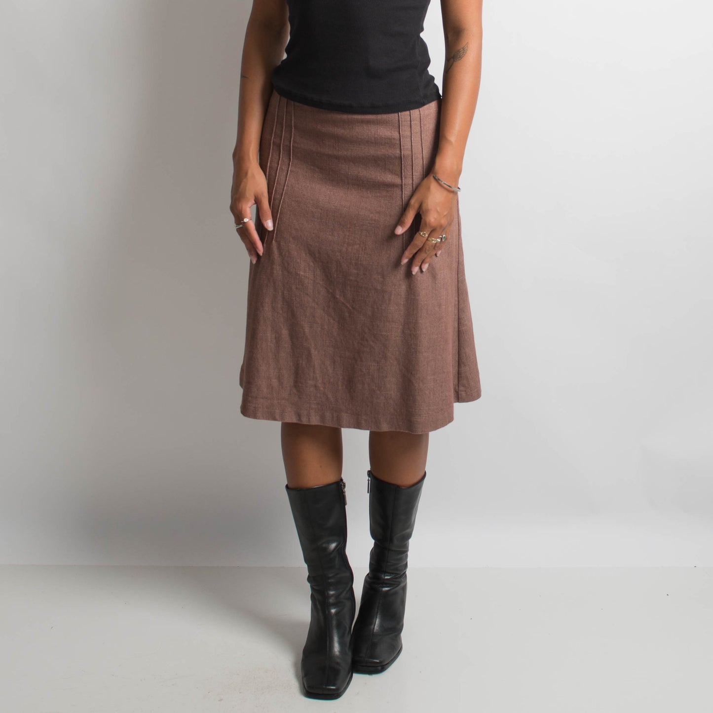 BROWN MARLE MIDI SKIRT