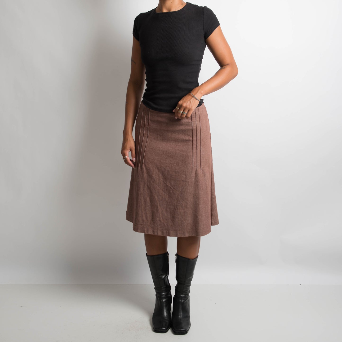 BROWN MARLE MIDI SKIRT