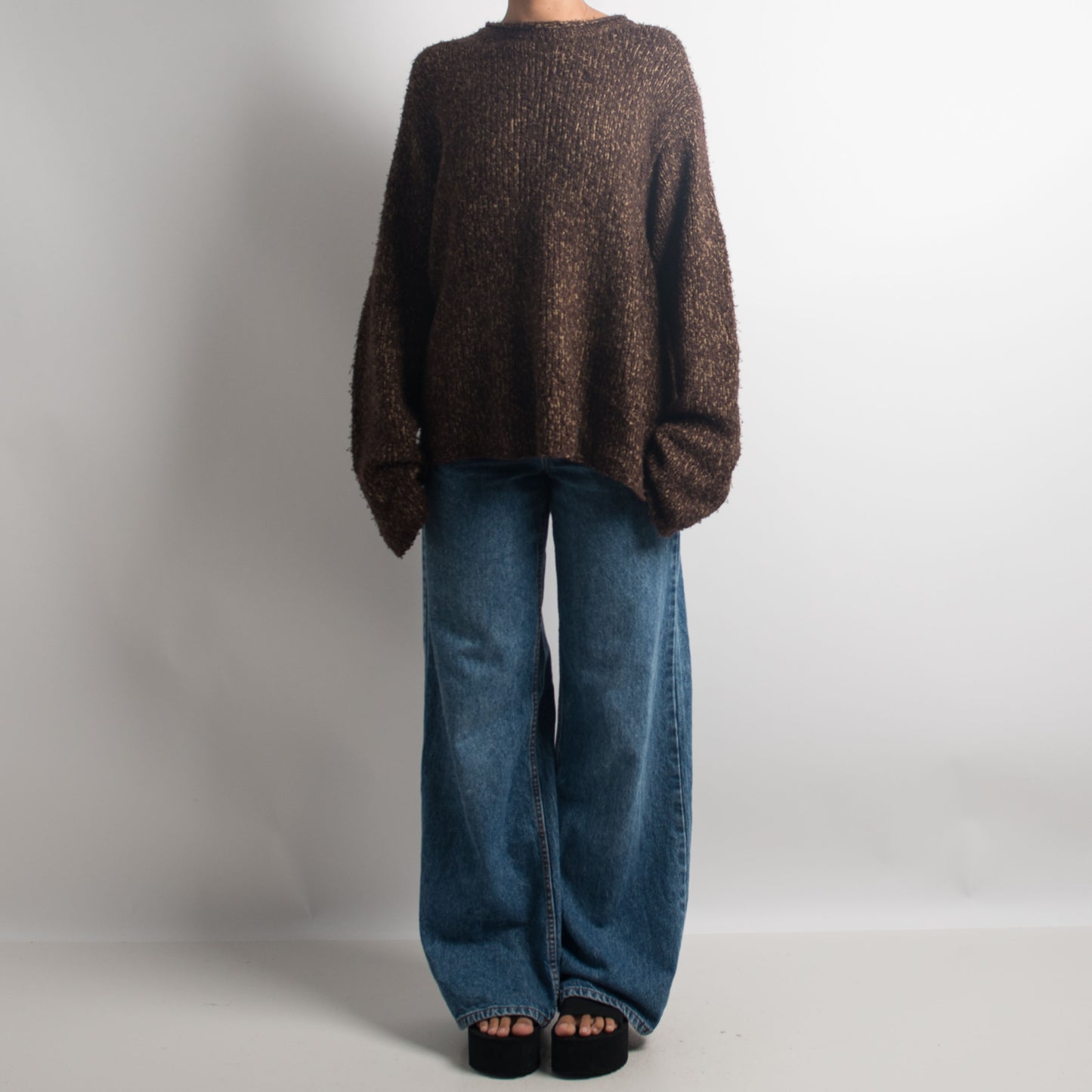 BROWN MARLE KNIT SWEATER