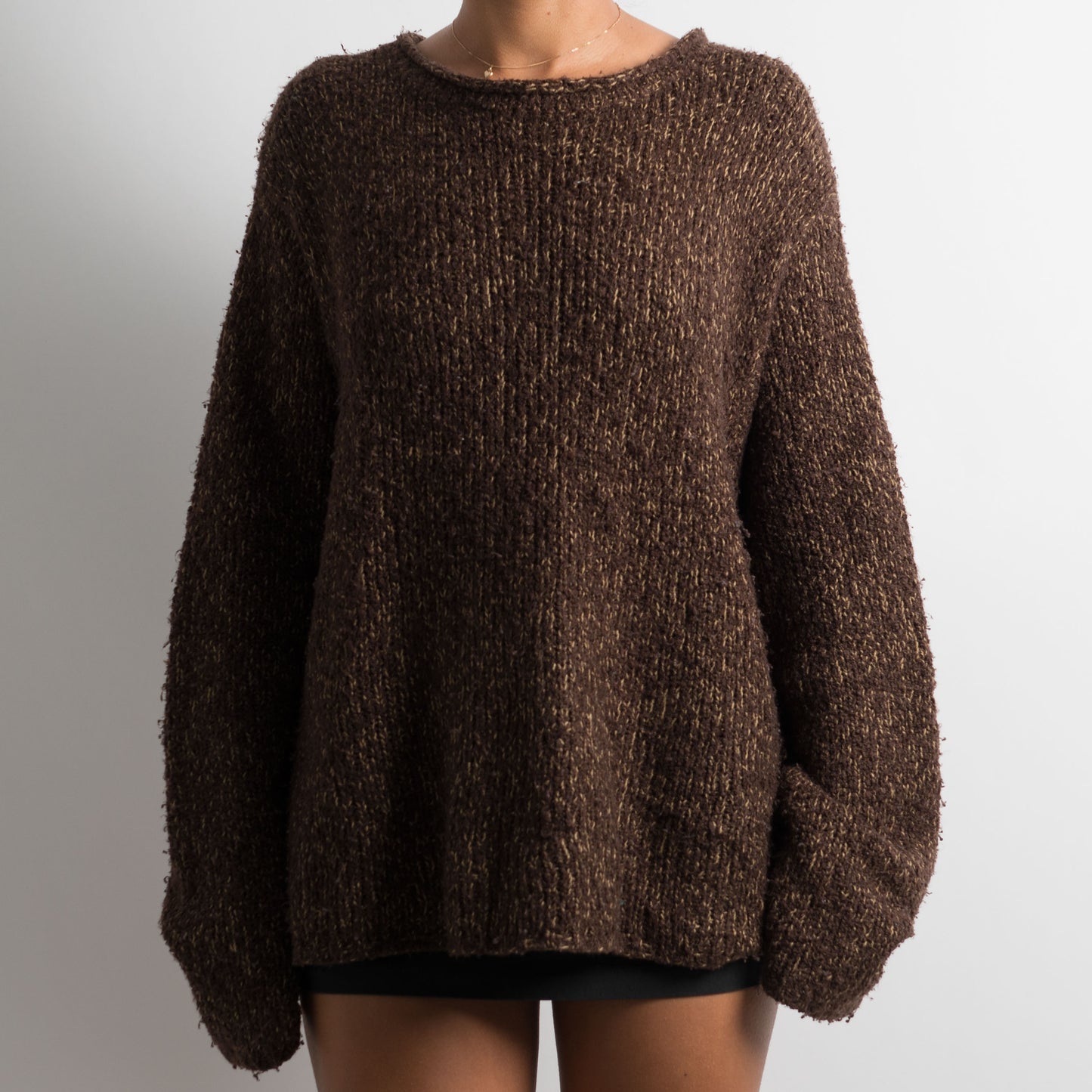 BROWN MARLE KNIT SWEATER