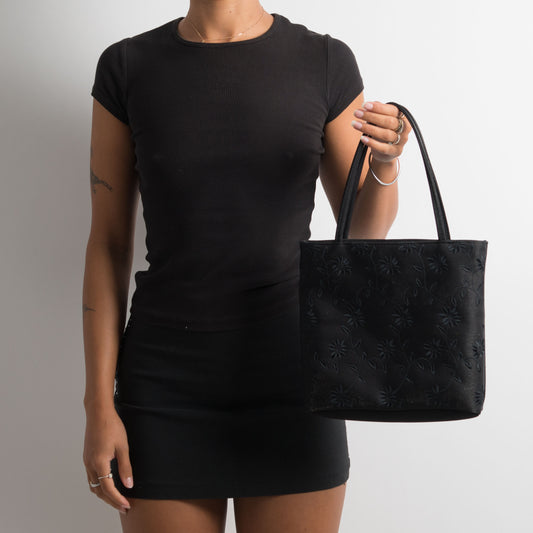 BLACK EMBROIDERED BAG