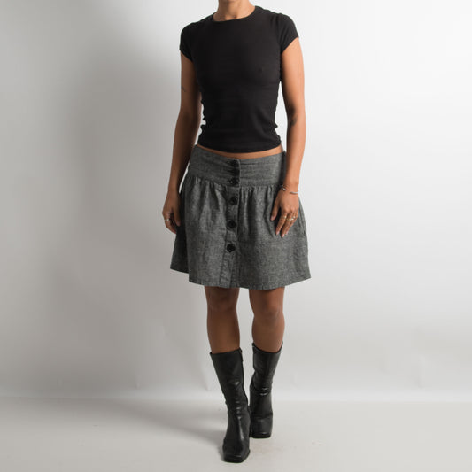 GREY LINEN MINI SKIRT