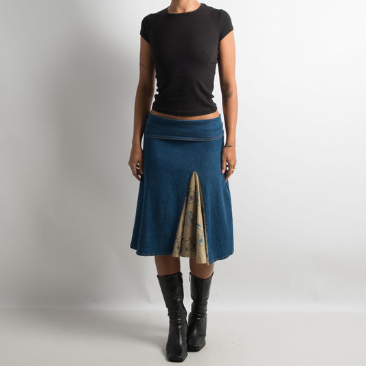 STRETCH DENIM MIDI SKIRT