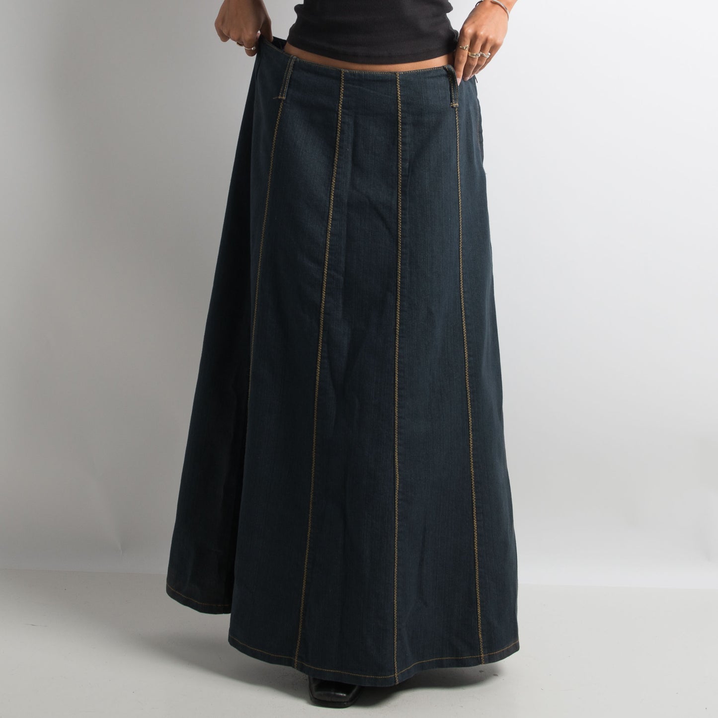 DENIM PANEL MAXI SKIRT