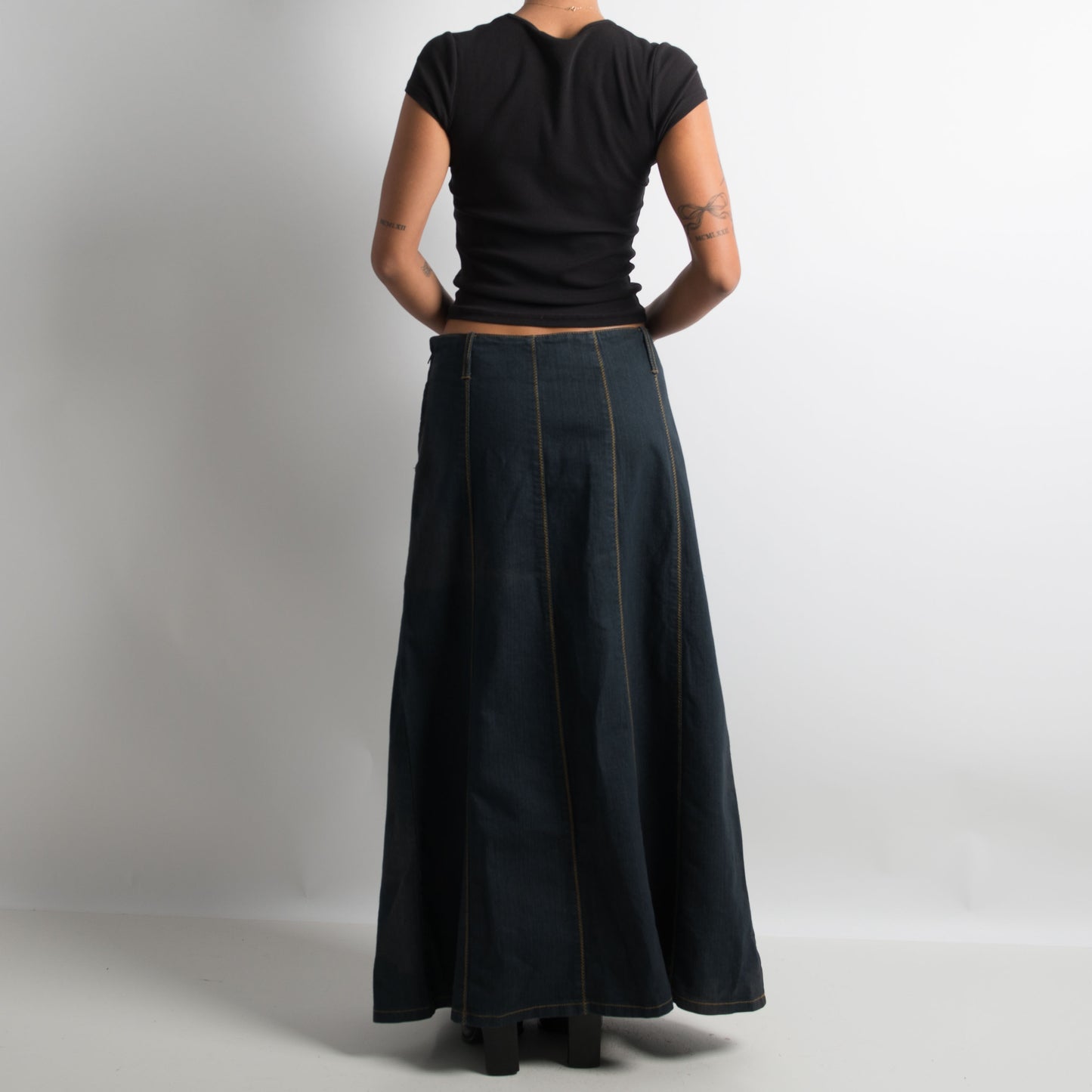 DENIM PANEL MAXI SKIRT