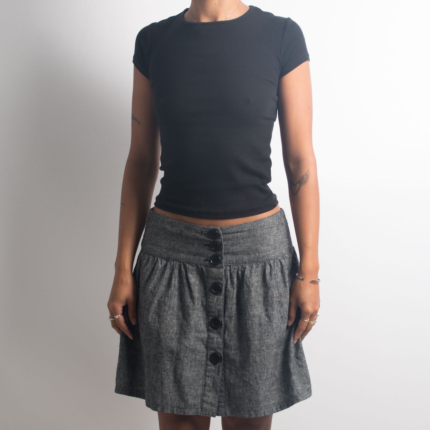 GREY LINEN MINI SKIRT