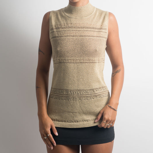 GOLD SLEEVELESS MOCKNECK