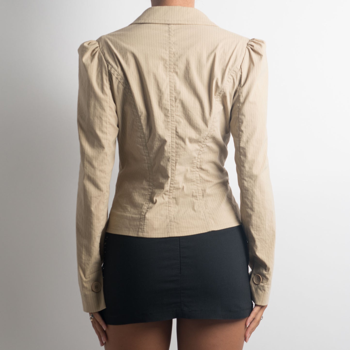 BEIGE PINSTRIPE BLAZER