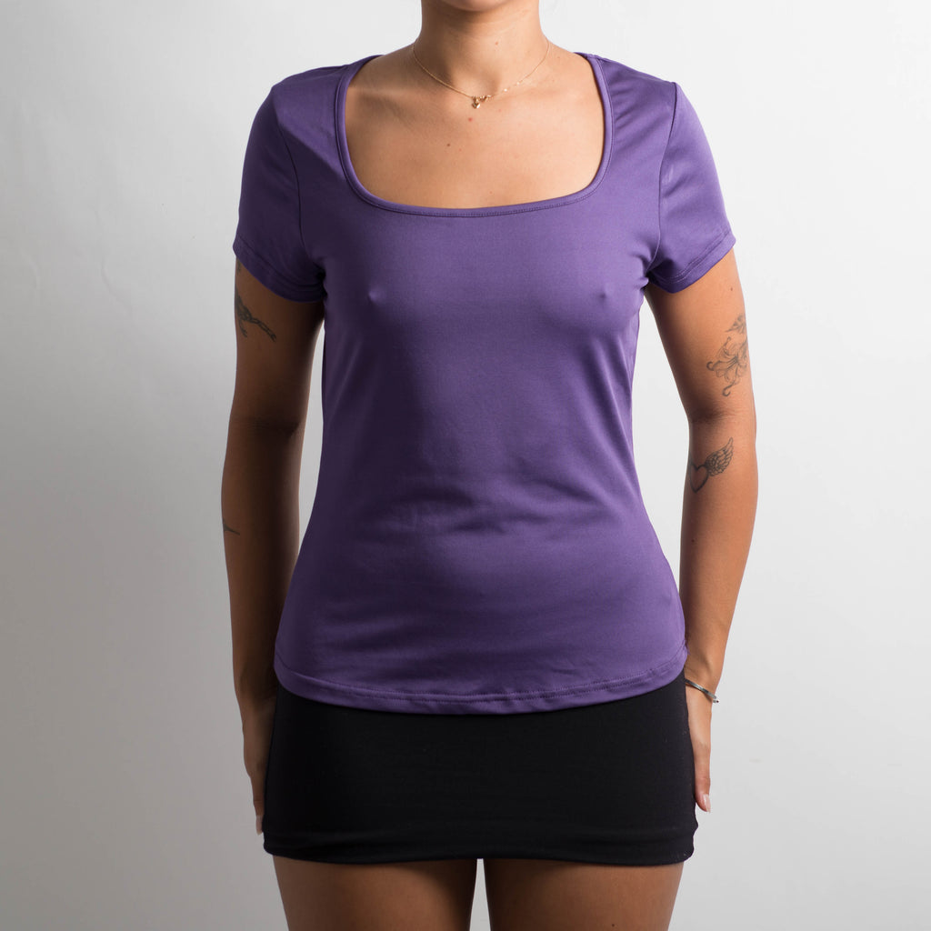 PURPLE SQUARE NECK TEE