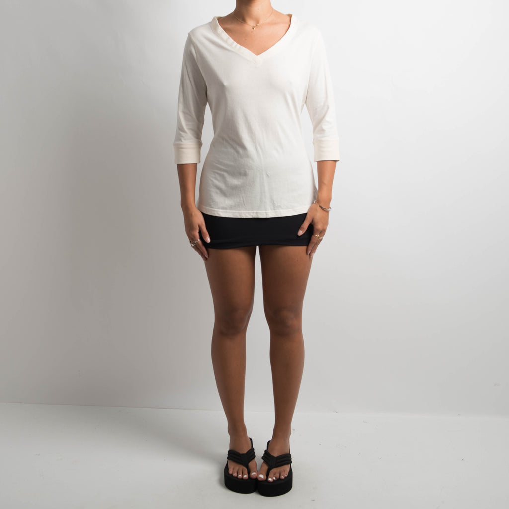 CREAM 3/4 SLEEVE TOP