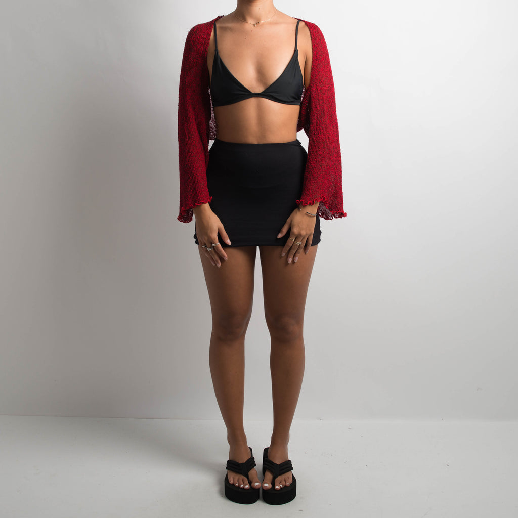 RED CROCHET BOLERO