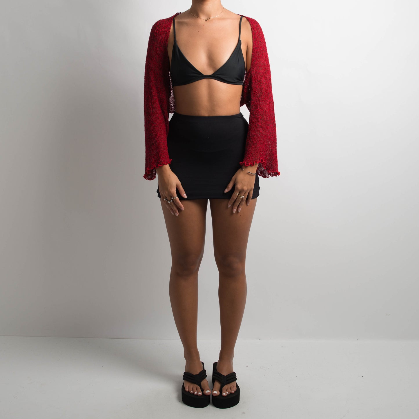 RED CROCHET BOLERO