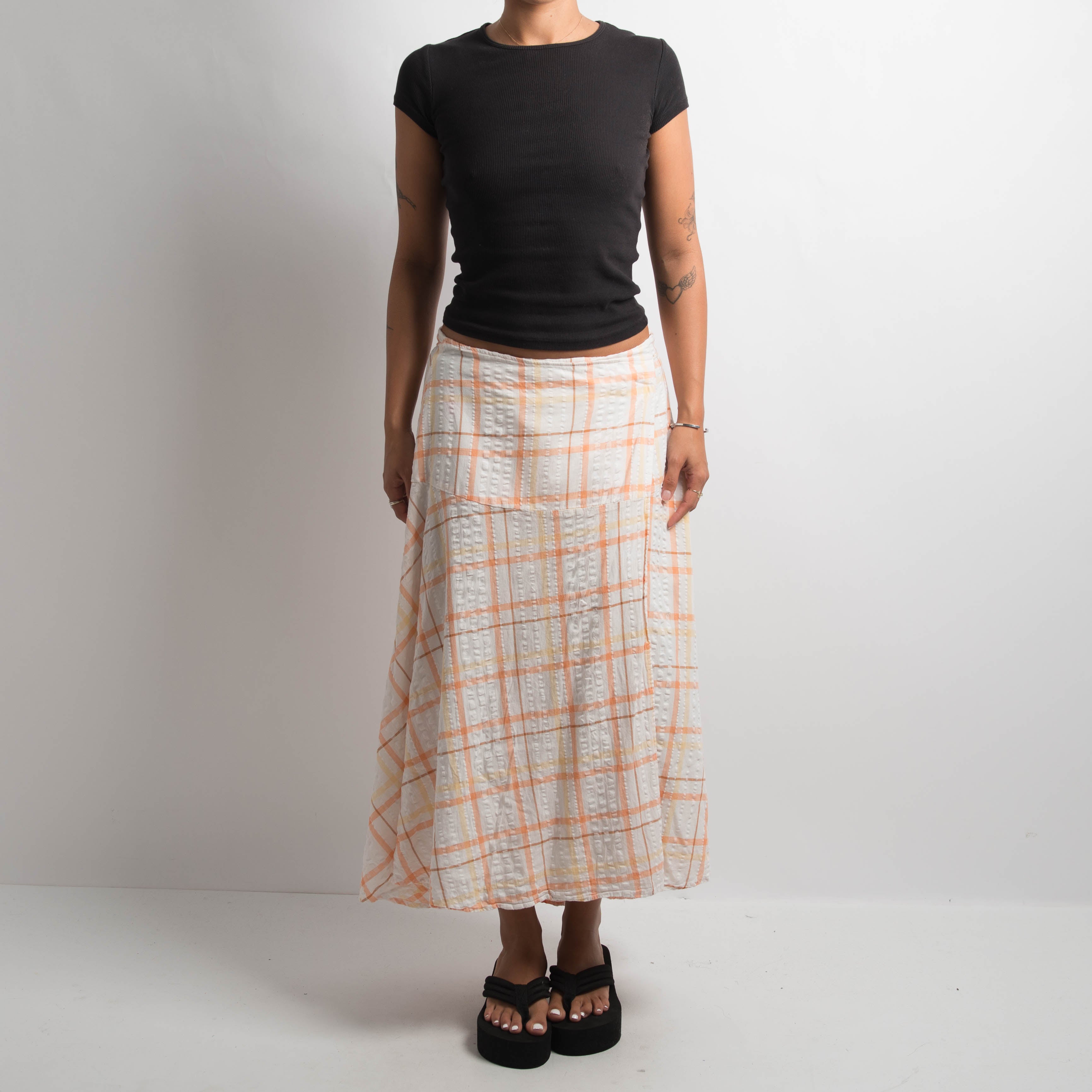 PLAID WRAP MIDI SKIRT