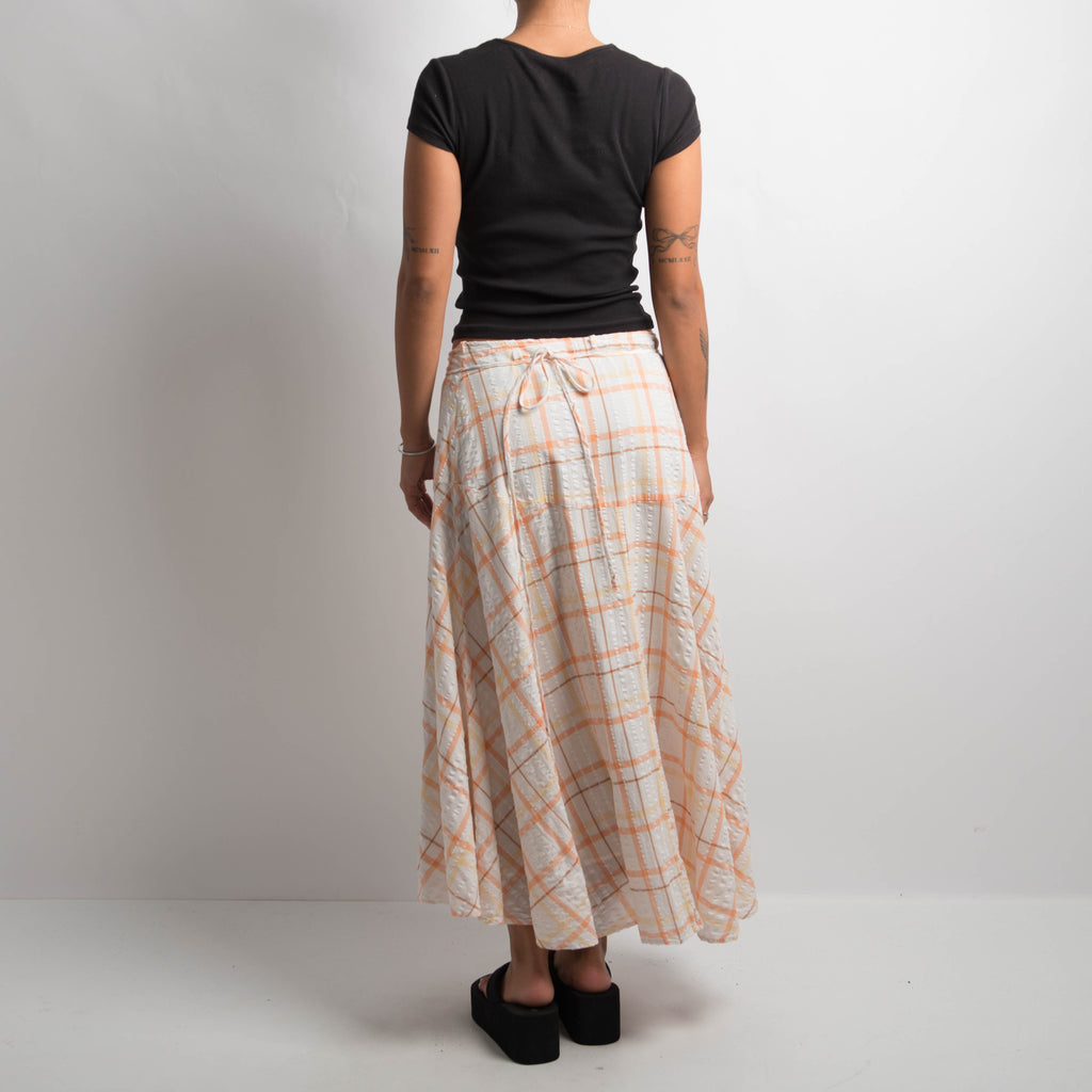 PLAID WRAP MIDI SKIRT