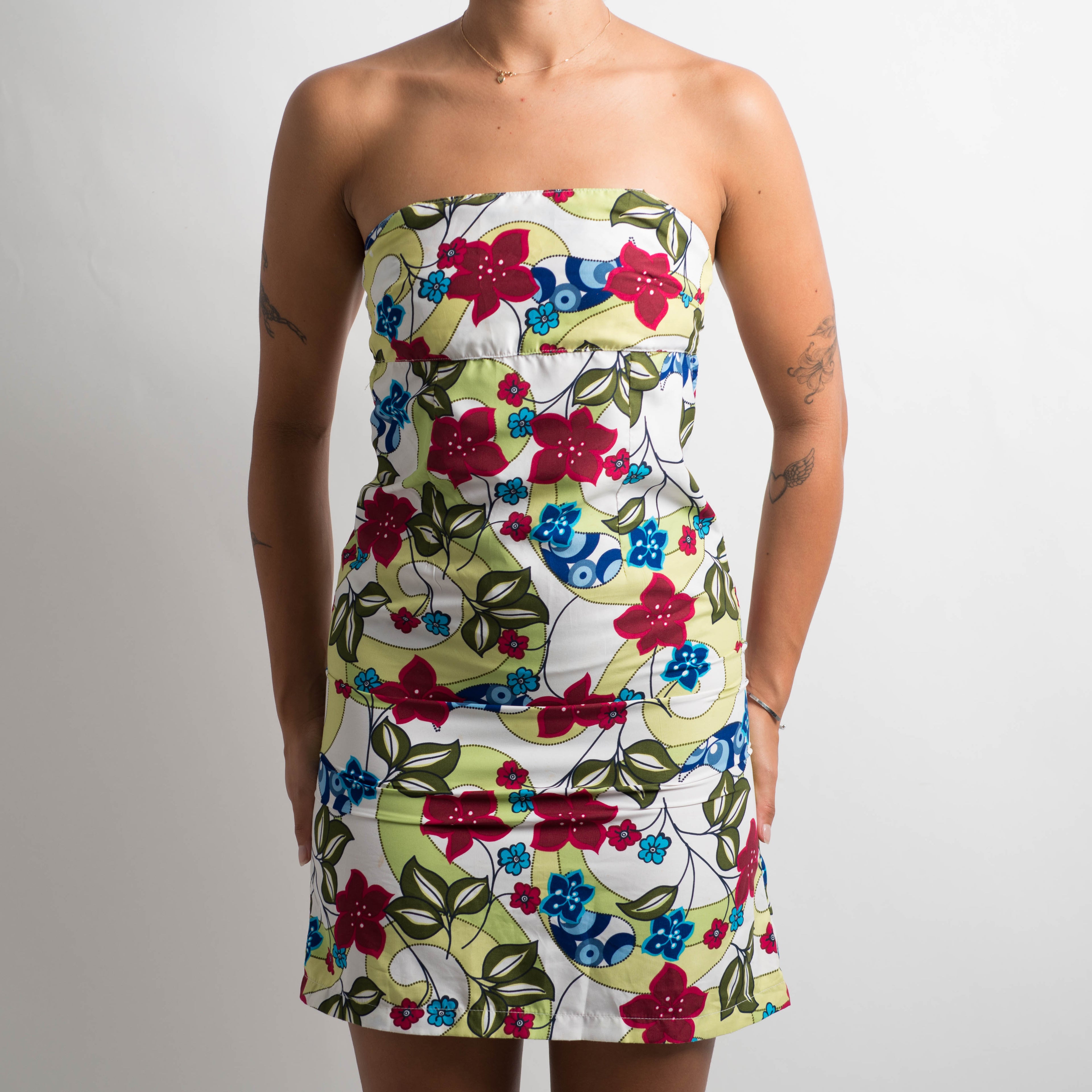 STRAPLESS FLORAL DRESS