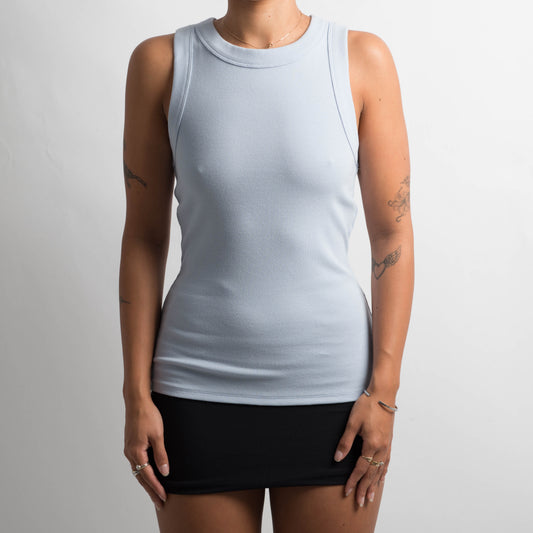 BLUE HIGH NECK TANK TOP