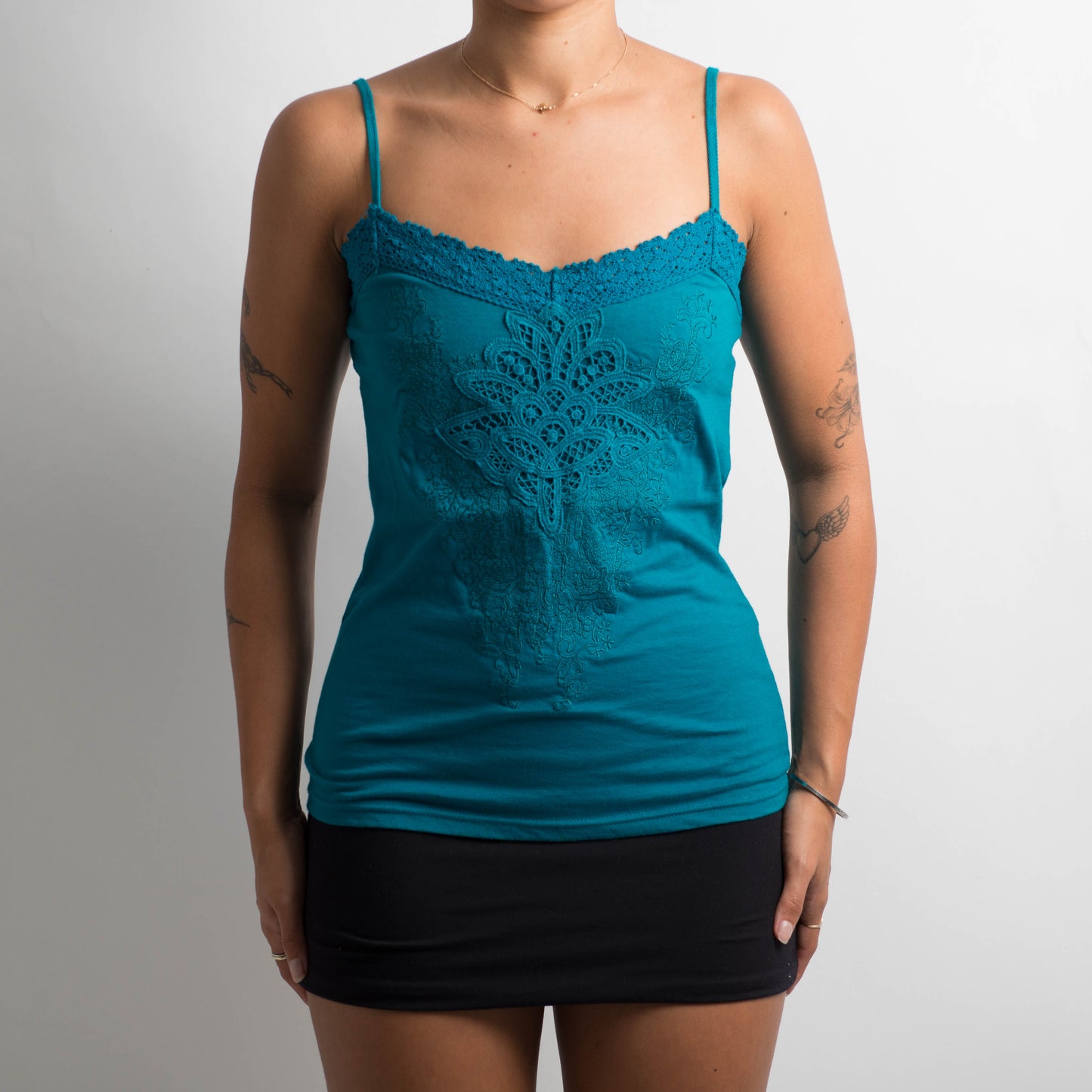 TEAL EMBROIDERED CAMISOLE
