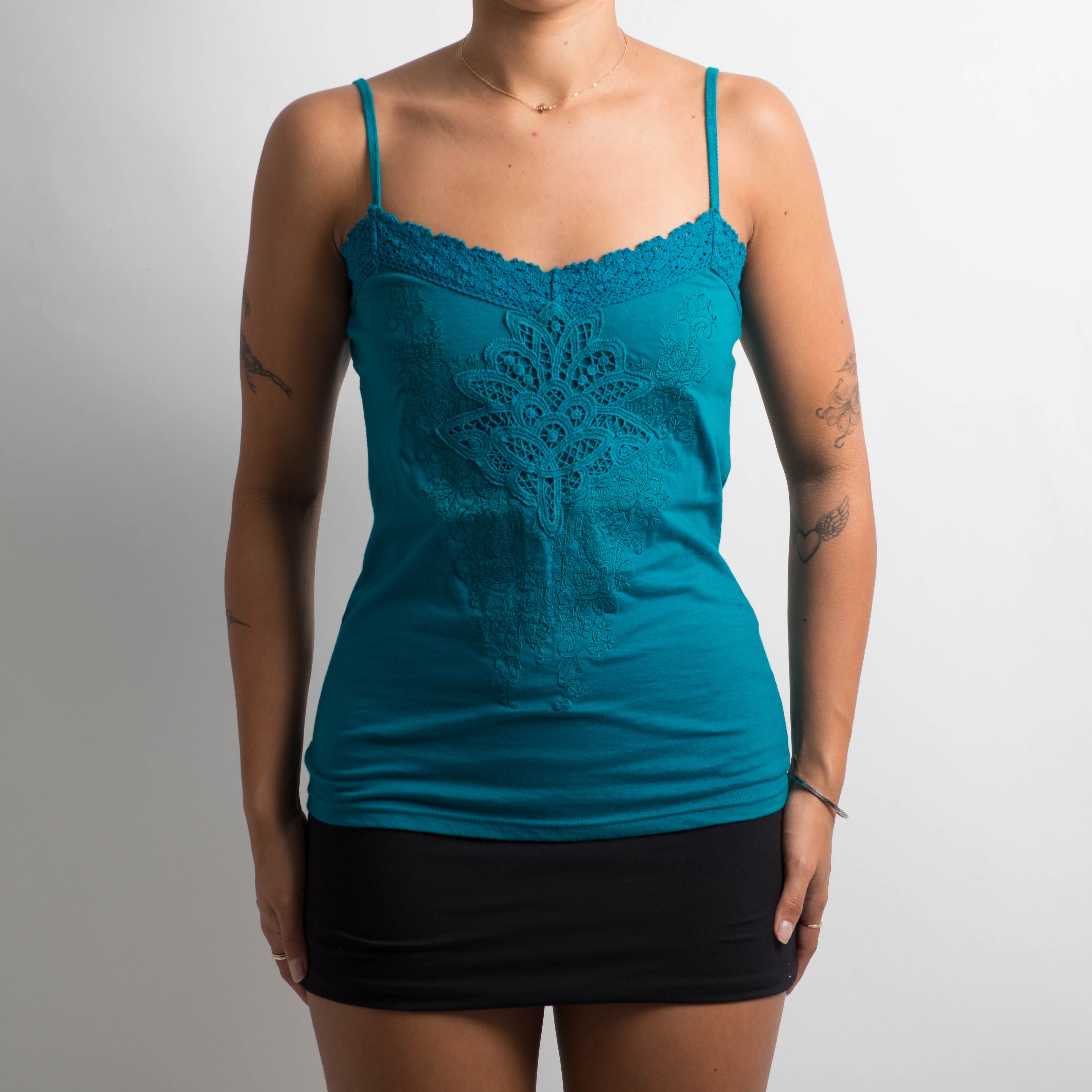 TEAL EMBROIDERED CAMISOLE