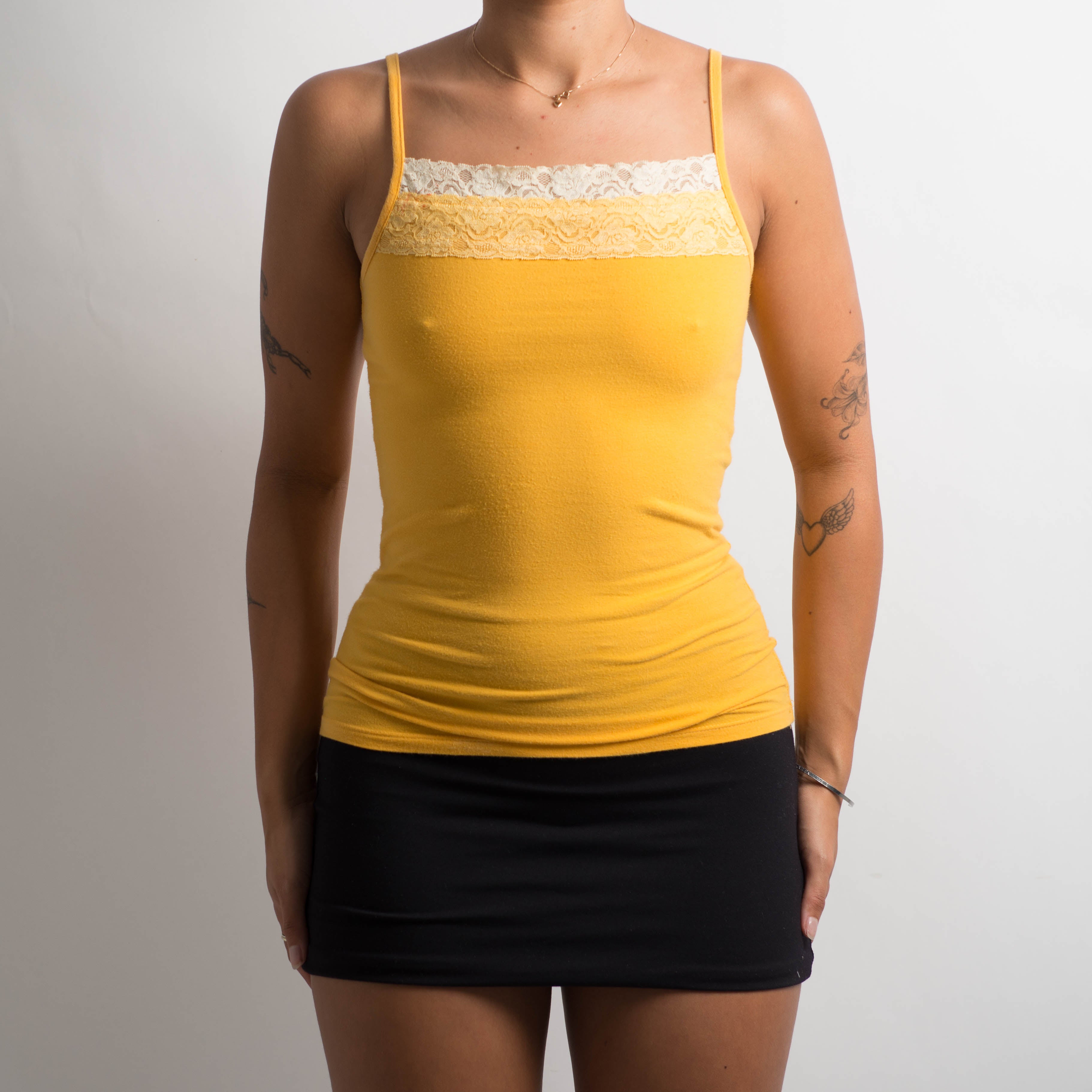 YELLOW LACE TRIM CAMISOLE
