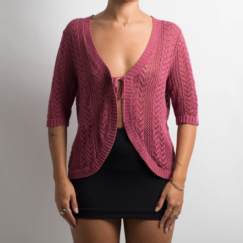 PINK CROCHET TIE TOP