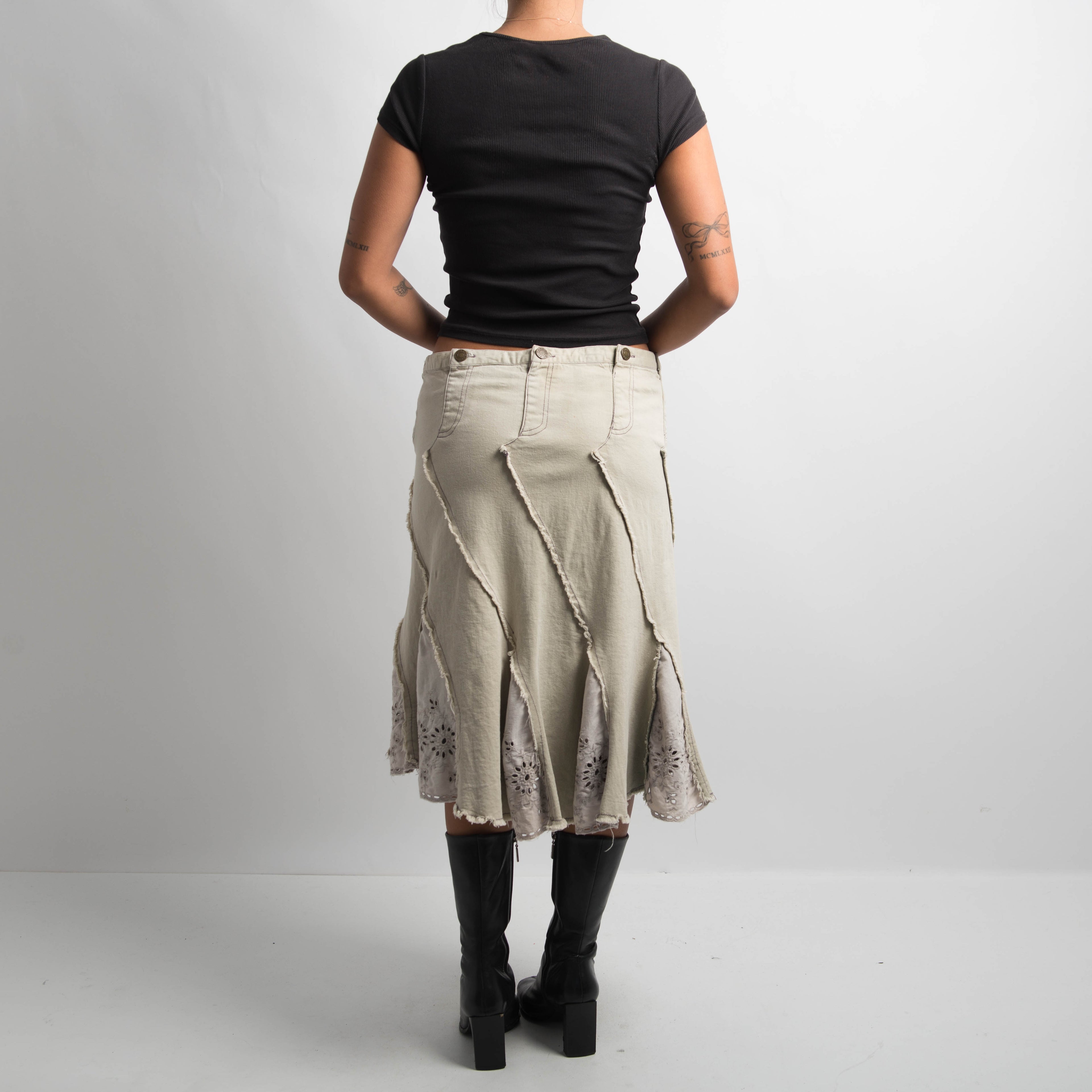 TEXTURED A LINE MIDI SKIRT