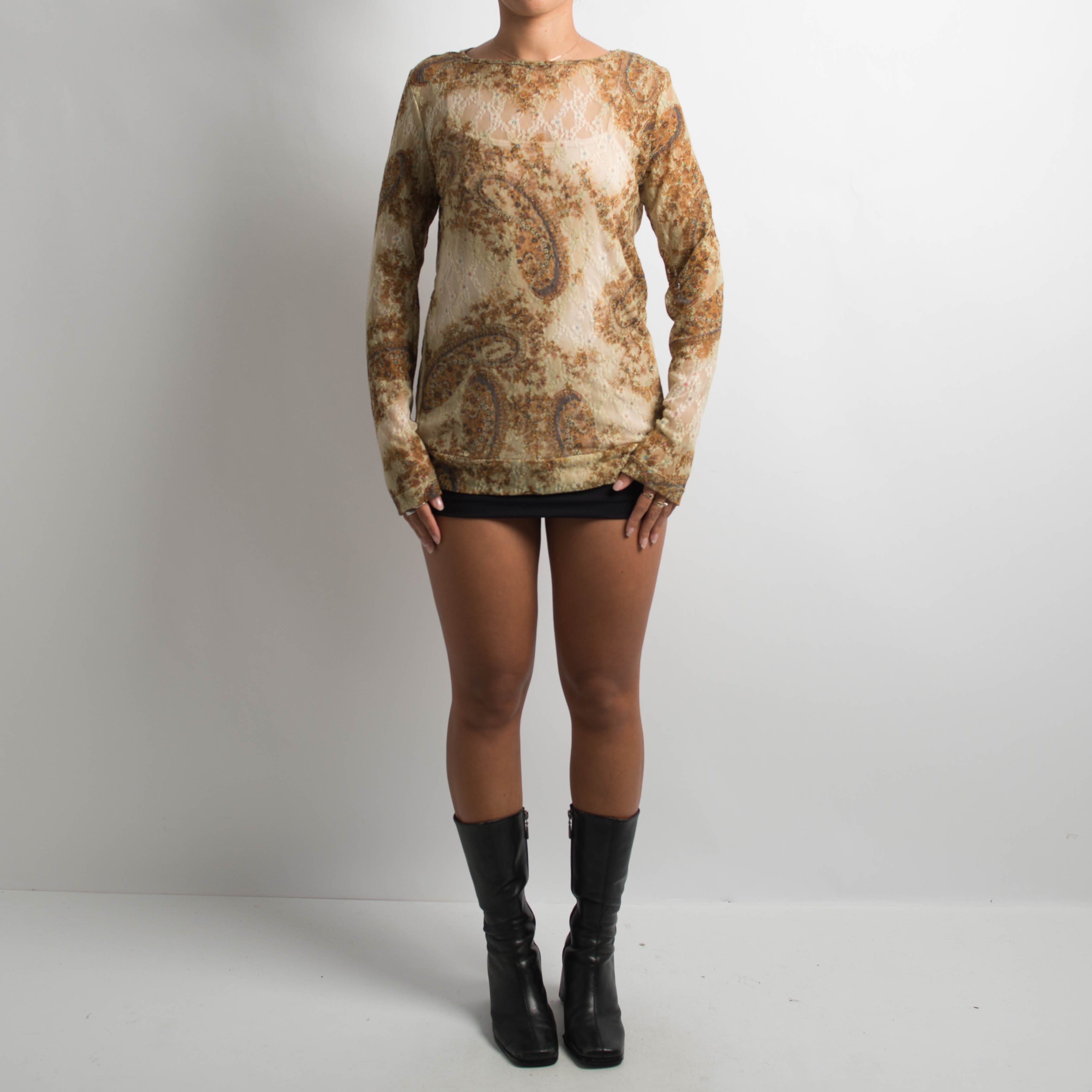 LACE MESH PAISLEY TOP