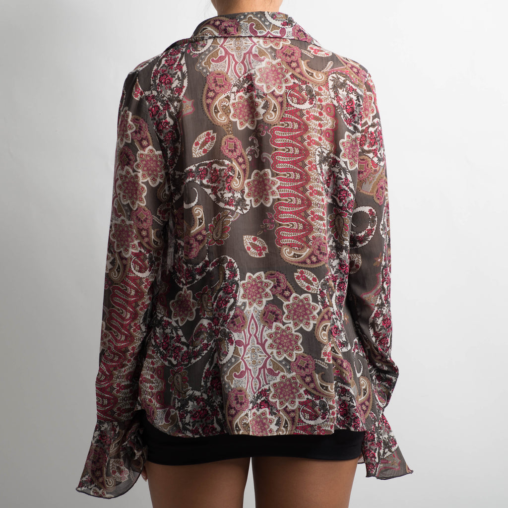 PATTERNED RUFFLE BLOUSE