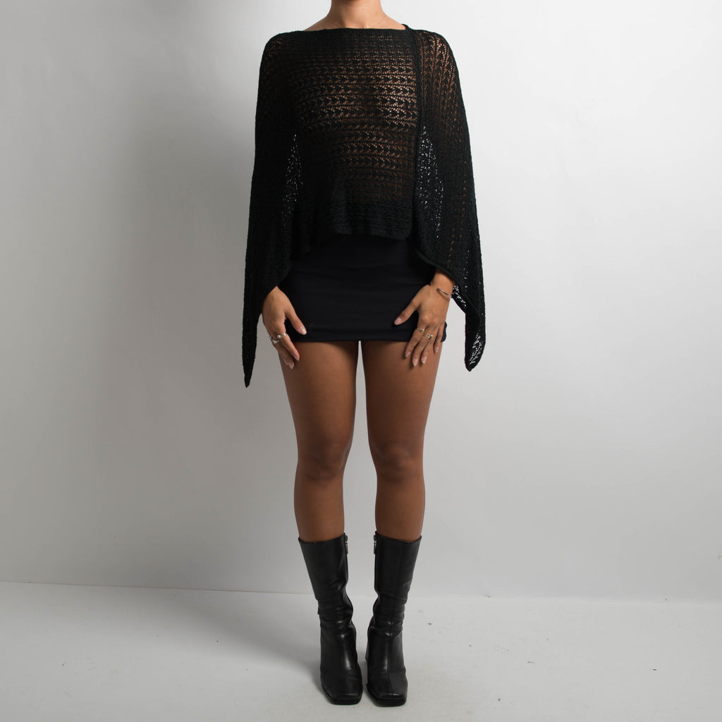 BLACK CROCHET PONCHO