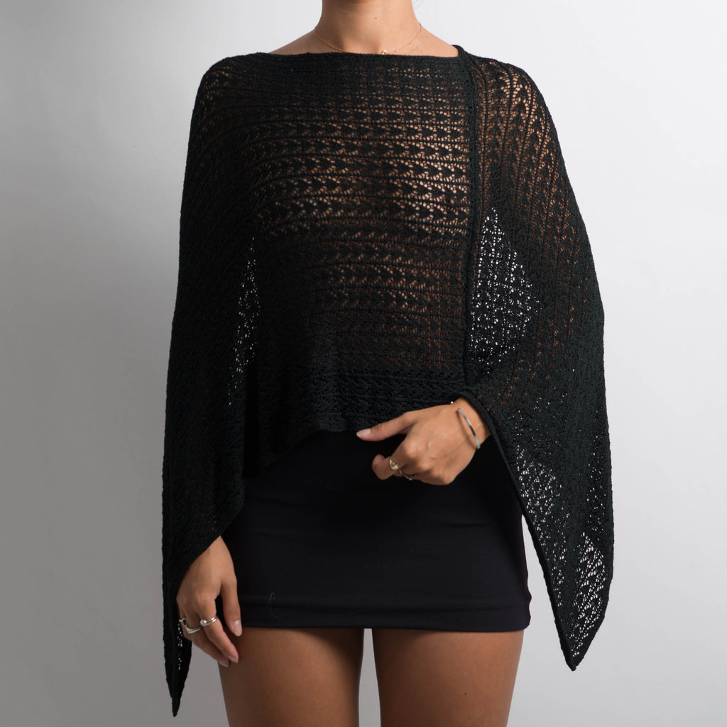 BLACK CROCHET PONCHO