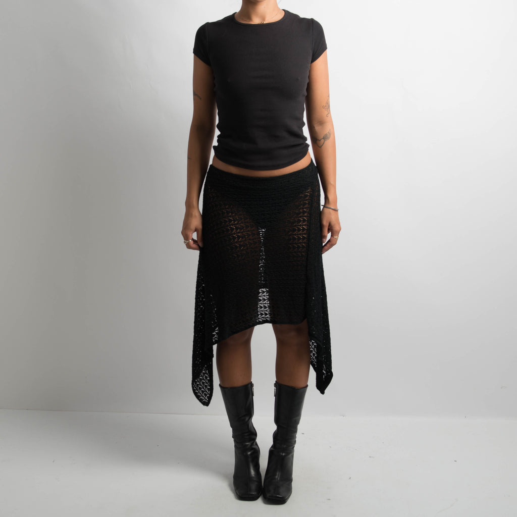 BLACK CROCHET PONCHO