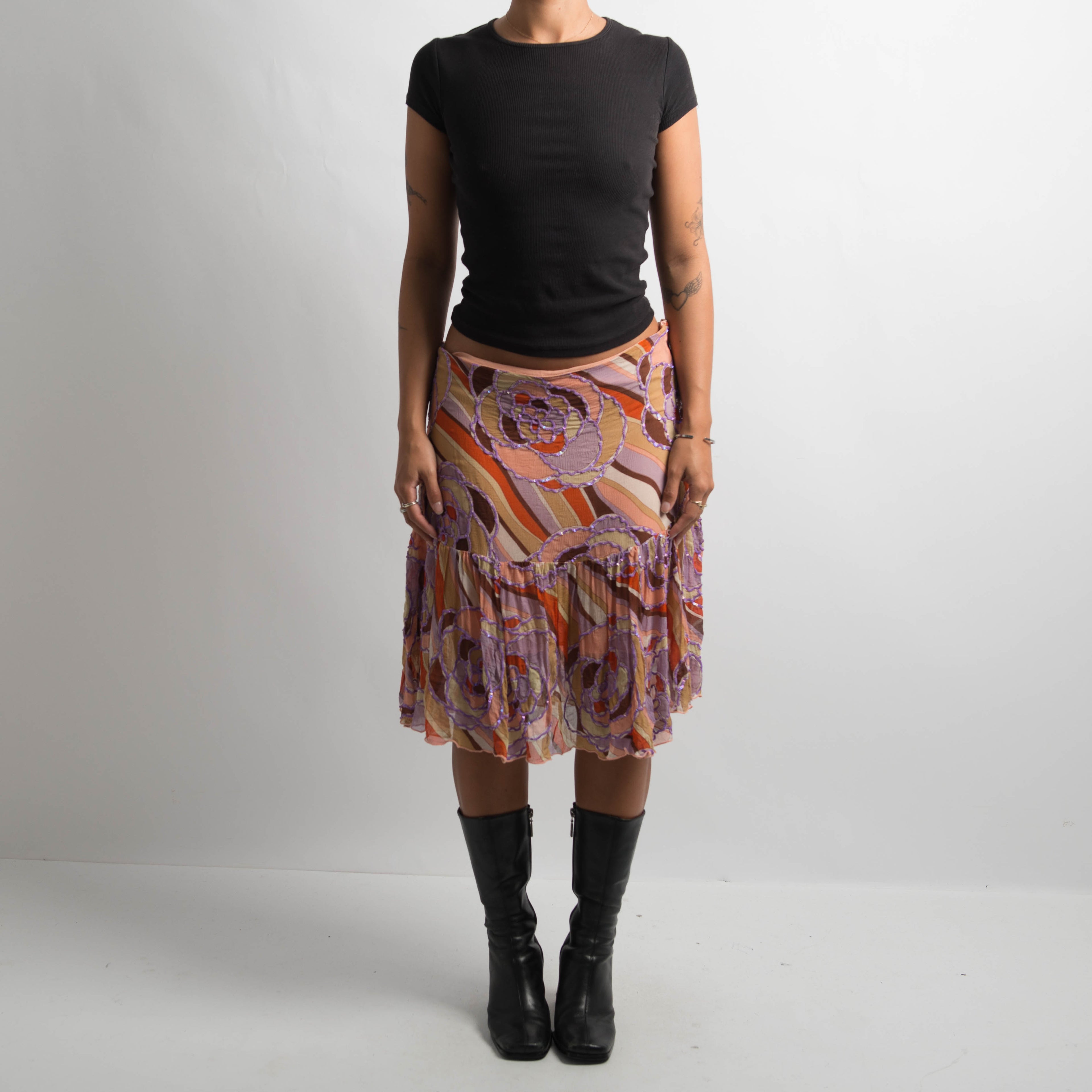 SILK SEQUIN MIDI SKIRT